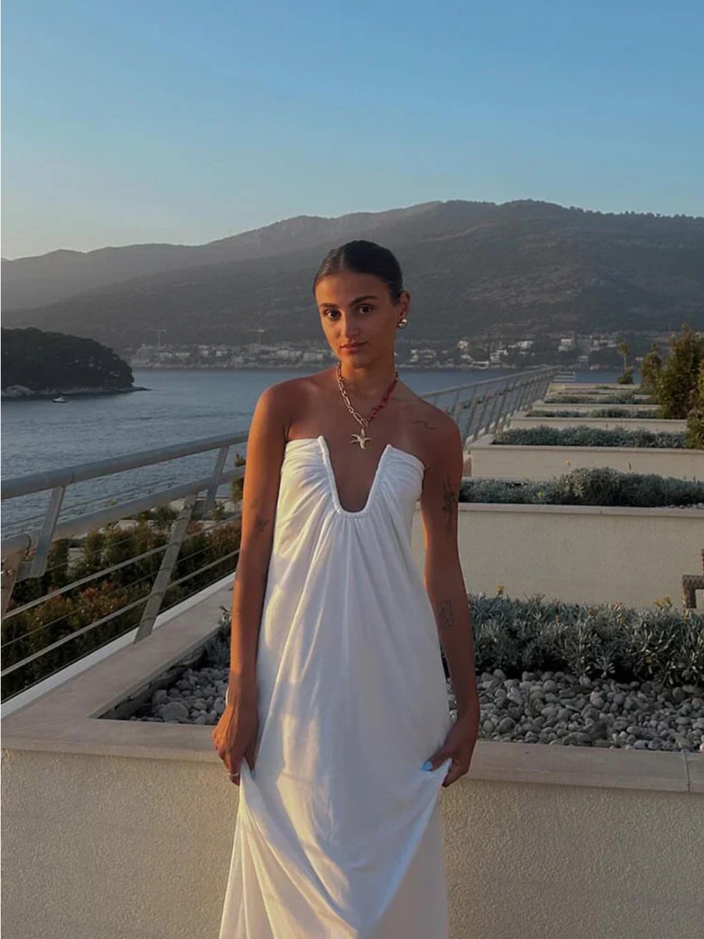 BRAND NEW! Beginning Boutique White Strapless V-Plunge Maxi Dress